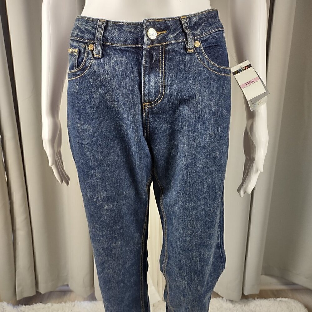Coogi Cotton Blend Blue Gold Cross Pattern On Pocket Denim Jeans Sz 11-12 (NWT) - Picture 3 of 13